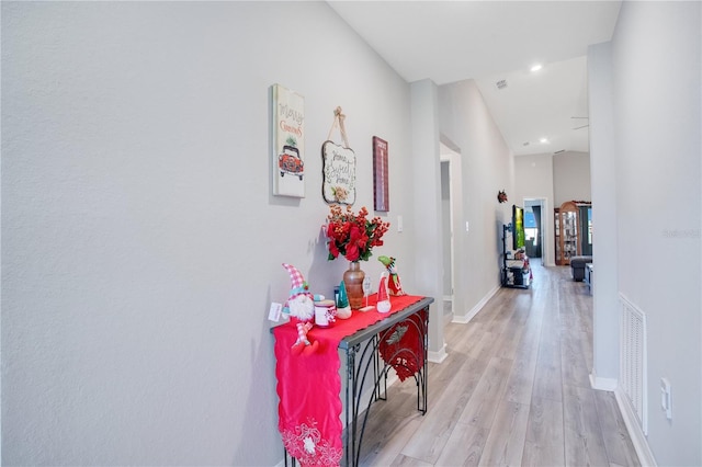 hall featuring light hardwood / wood-style floors