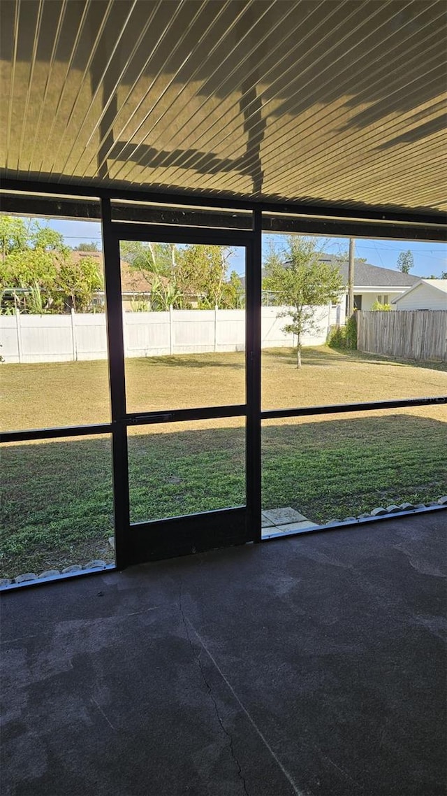 view of unfurnished sunroom