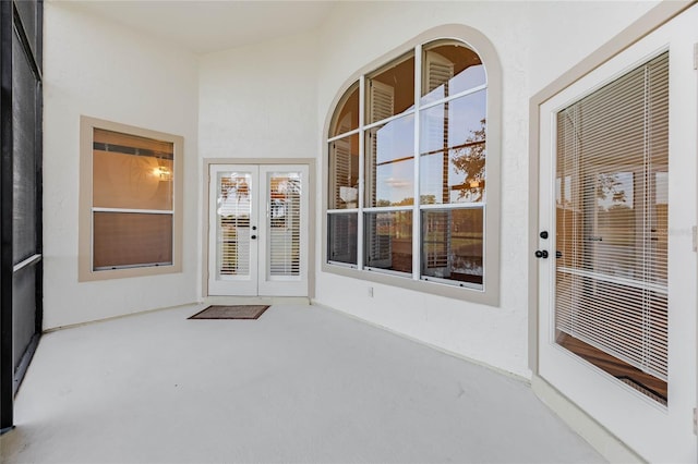 doorway to property featuring french doors