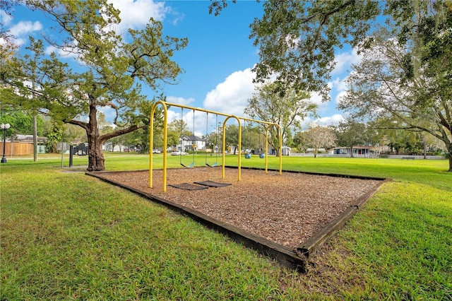 view of play area with a lawn