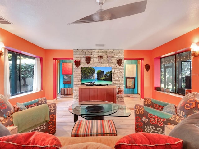 living room featuring light hardwood / wood-style floors