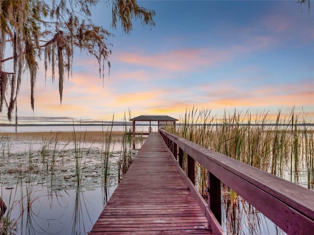 dock area featuring a water view