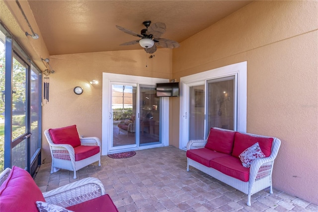 view of patio / terrace with an outdoor hangout area and ceiling fan