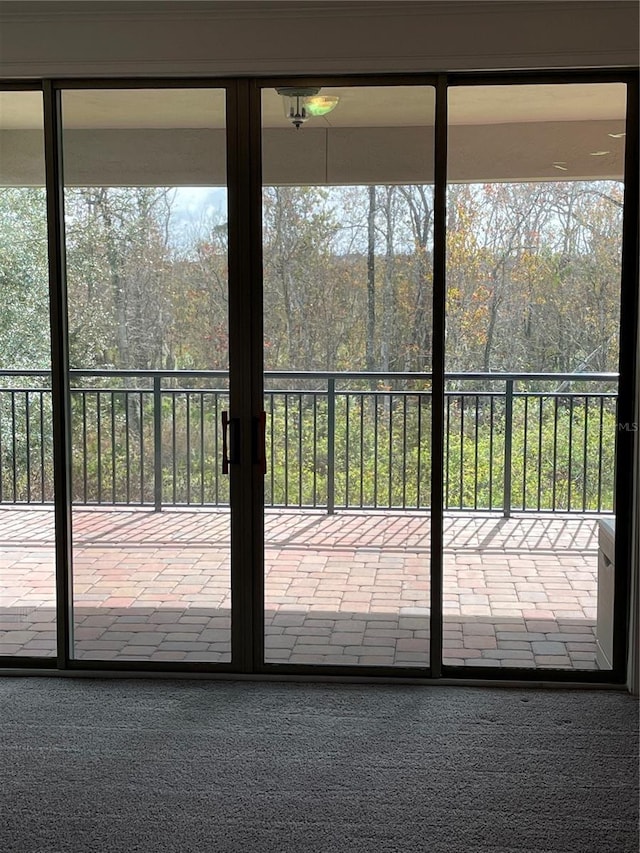 entryway with carpet floors