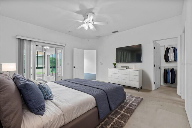 4112 Aberdeen Ln, Lake Wales, FL 33859 - bedroom with access to outside and a ceiling fan