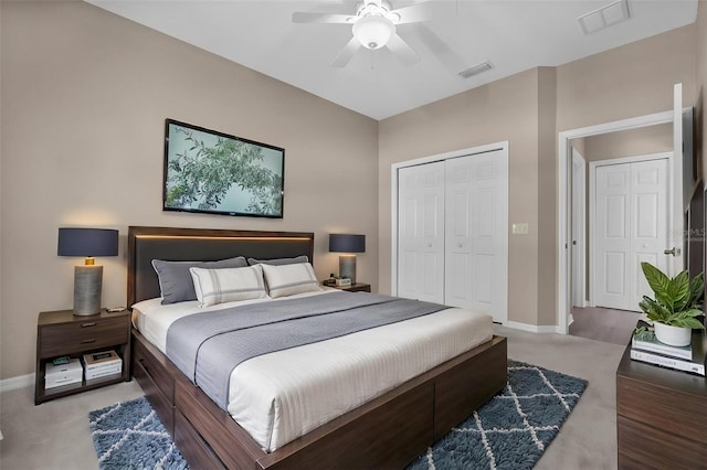 4112 Aberdeen Ln, Lake Wales, FL 33859 - bedroom featuring a closet, ceiling fan, and carpet