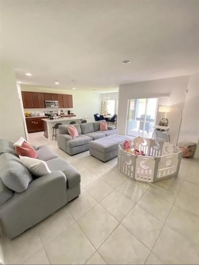 view of tiled living room