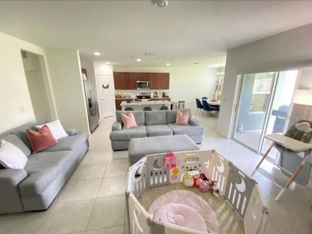 view of tiled living room