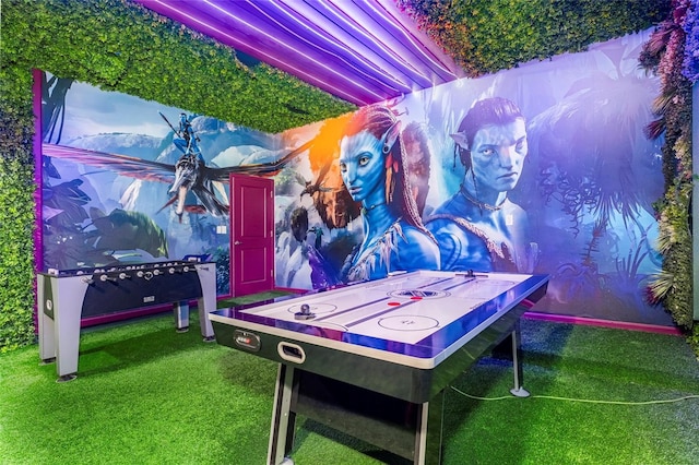 game room with carpet flooring