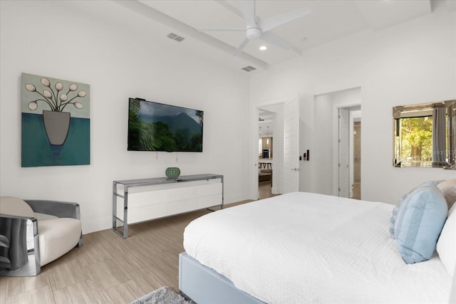 bedroom featuring ceiling fan