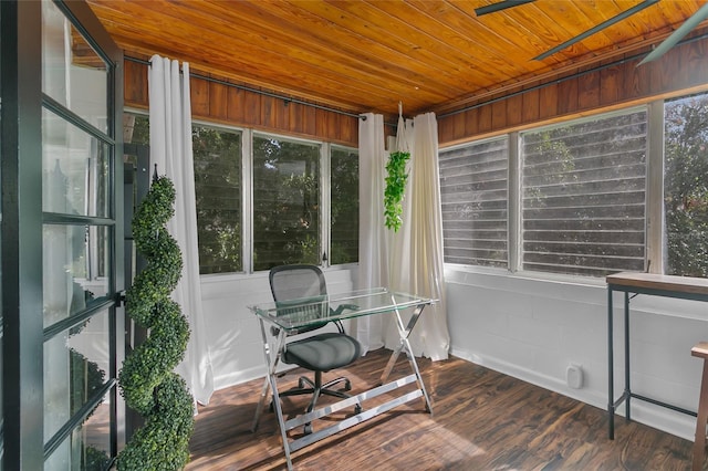 sunroom / solarium featuring wooden ceiling