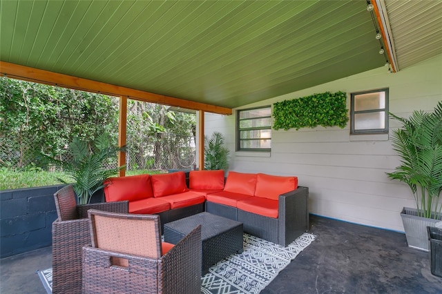 view of patio featuring an outdoor living space