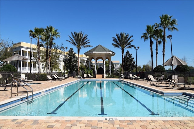 view of pool featuring a patio