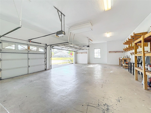 garage with a garage door opener