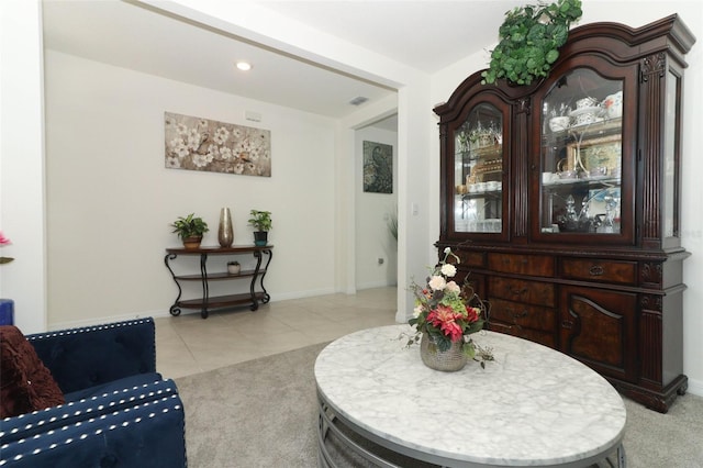 view of tiled dining area