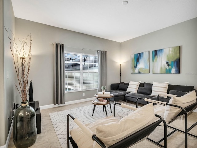 view of tiled living room