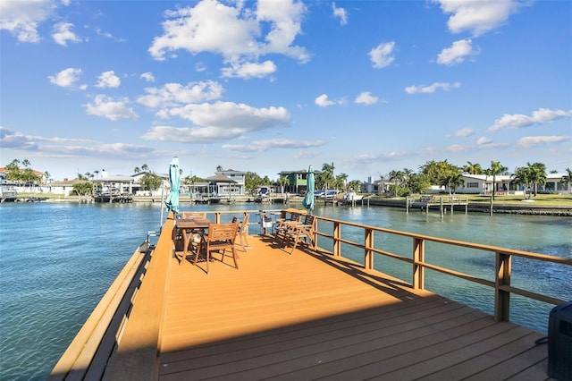 view of dock featuring a water view