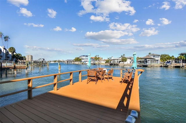 dock area featuring a water view