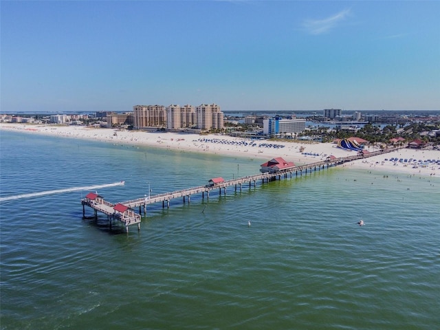 exterior space featuring a view of the beach