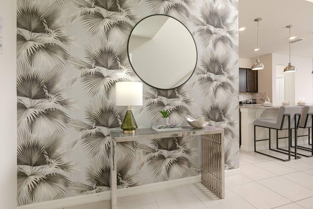 interior space with tile patterned floors