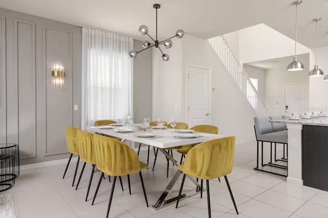 view of tiled dining room