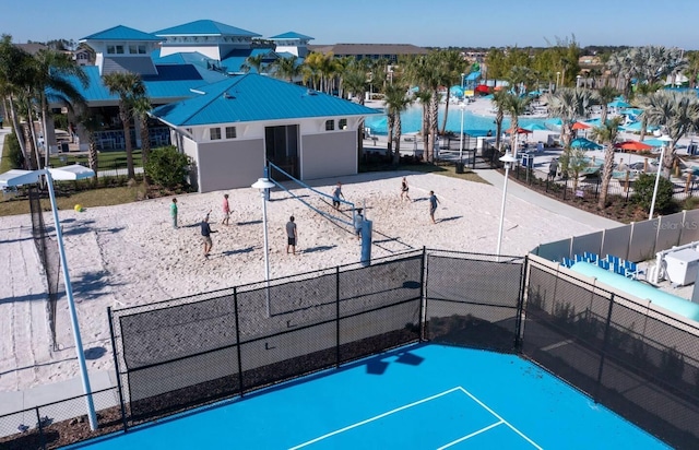 view of basketball court featuring volleyball court and tennis court