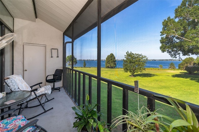 balcony with a water view