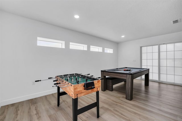 recreation room featuring light hardwood / wood-style floors and pool table