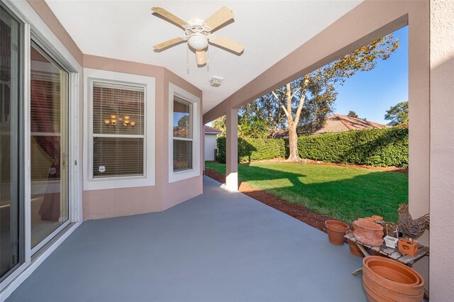 view of patio / terrace with ceiling fan