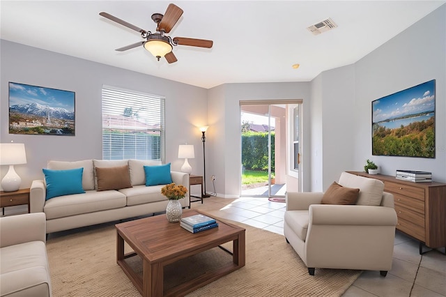 11313 Via Andiamo, Windermere, FL 34786 - living room with light tile patterned flooring and a ceiling fan