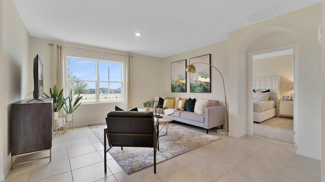 view of tiled living room