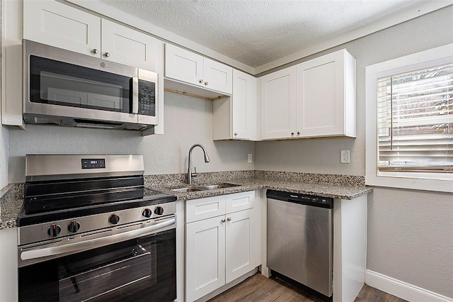 kitchen with white cabinets, stainless steel appliances, and sink