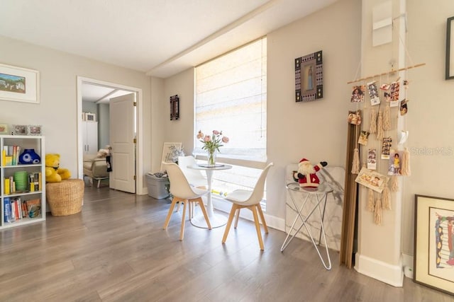 dining space featuring hardwood / wood-style flooring