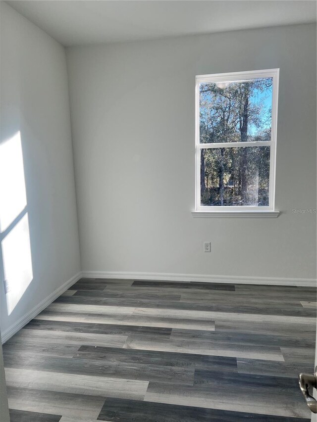 spare room featuring dark wood-type flooring