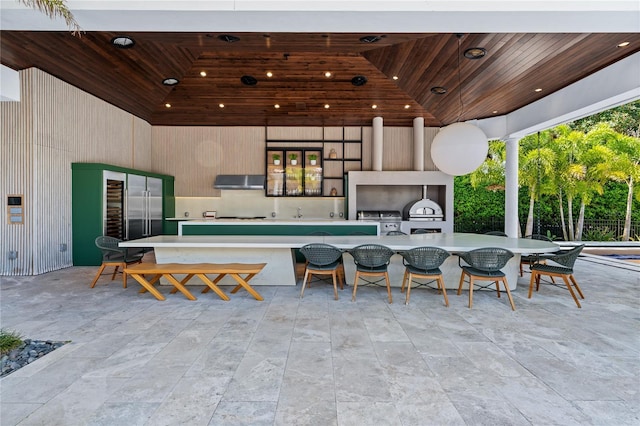 view of patio with a gazebo, area for grilling, and grilling area