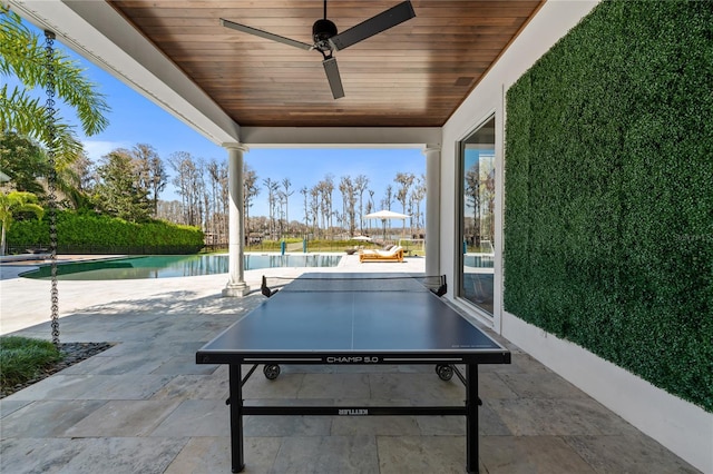 view of patio with ceiling fan