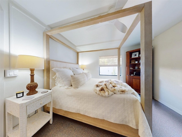 bedroom featuring carpet and ceiling fan