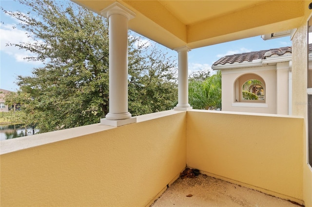 balcony with a water view