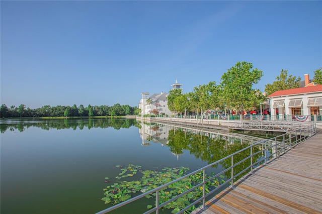 dock area featuring a water view