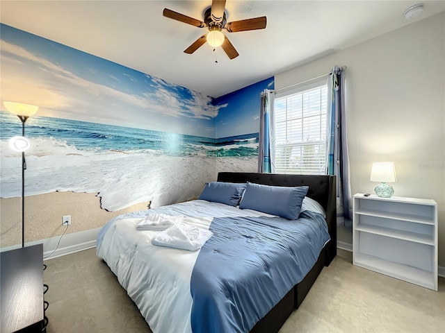 bedroom featuring ceiling fan