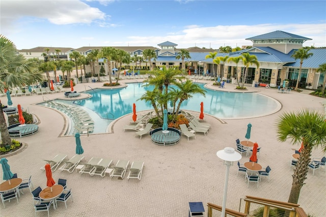 view of pool featuring a patio area