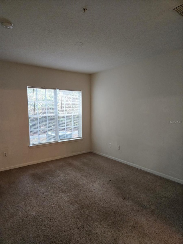 spare room featuring carpet and a textured ceiling