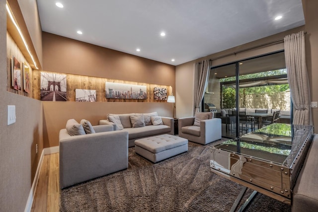 living room with hardwood / wood-style flooring