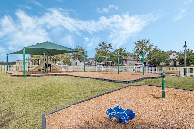 view of play area with a lawn