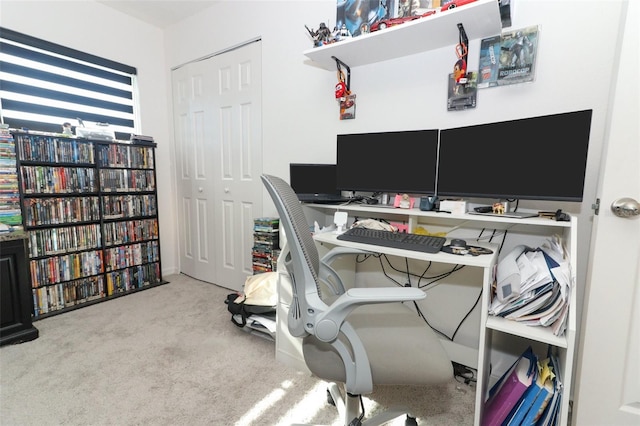 view of carpeted home office