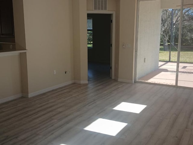 unfurnished living room with light hardwood / wood-style floors