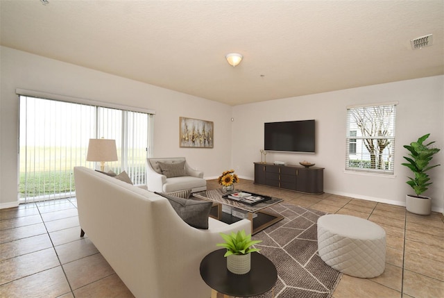 view of tiled living room