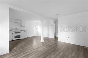 unfurnished living room featuring dark wood-type flooring