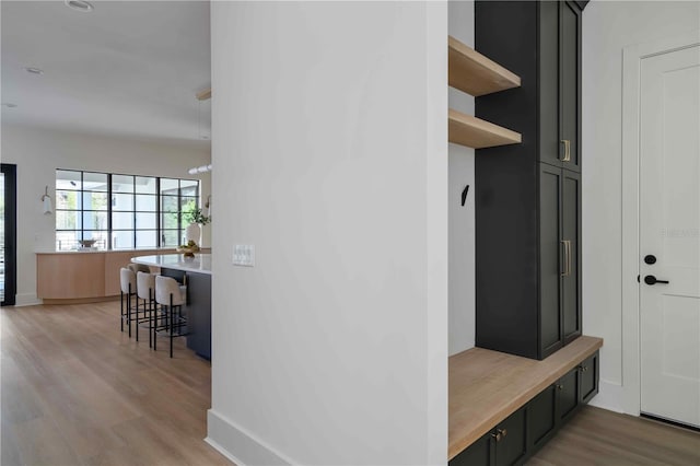 mudroom with light wood-type flooring