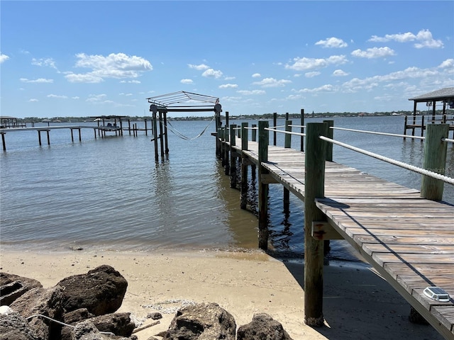 dock area featuring a water view